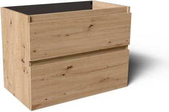 Saniclass Vita Badkamermeubelset - 80x60x46cm -2 lades - greeploos - 1 wasbak - 1 kraangat - overloop - keramiek - rustiek eiken