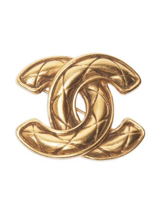 Chanel 1980s Chanel CC Mark Matelasse quilted effect brooch - women - Gold Plated - One Size