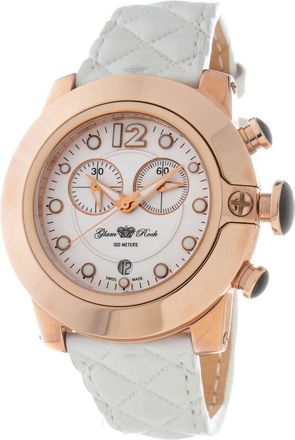 Glam Rock White Leather Dress Womens Watch