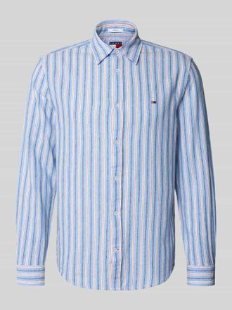 Tommy Jeans Regular Fit Freizeithemd aus Leinen-Baumwoll-Mix in Blau, Gr&ouml;&szlig;e XXL