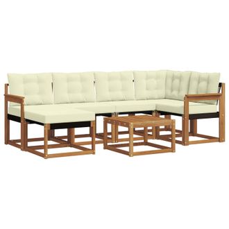 vidaXL Conjunto De Sof&aacute;s De Exterior Con Coj&iacute;n 7 Pcs Natural Y Crema Vidaxl