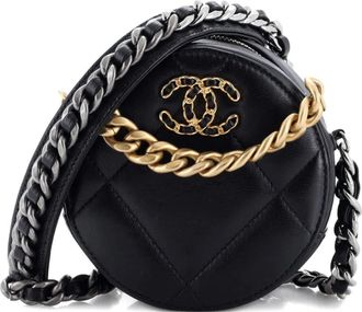 Chanel 19 Round with Chain Quilted Leather clutch bag - Nero