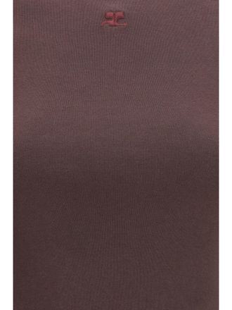 Courr&egrave;ges Womens Cotton T-Shirt Burnt Red-Deep Garnet T-Shirts & Jerseys Red/deep