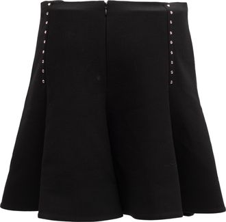 Valentino Garavani Mini Black Skirt with Gold Womens Details
