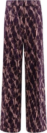 Dries Van Noten Paarse Wijde Pijp Katoenen Broek - Dames - Straight fit broeken - Paars - 2XS - Katoen - Broeken