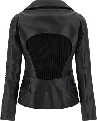 Junya Watanabe Womens Black Artificial Leather Biker Jacket Clothing
