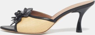 Malone Souliers Beige/black Raffia And Leather Cyd Sandals