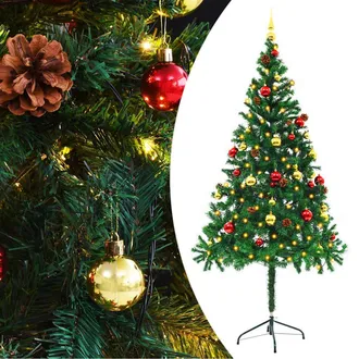 vidaXL &Aacute;rbol De Navidad Preiluminado Con Luces Y Bolas Verde 180 Cm Vidaxl