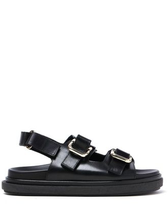 Alohas Harper leather flat sandals - Black