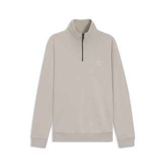 BOSS Quarter-zip cotton-terry sweatshirt with logo patch