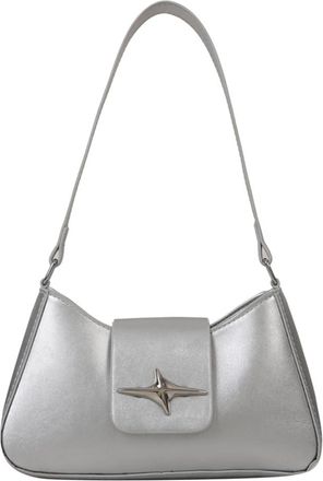 Generic Women Classic Purses with Zipper Vintage Bag PU Leather Sequin Y2K Outdoor Leisure Bag for Female (Silver)