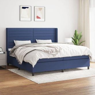 vidaXL Vidaxl - Cama Box Spring Con Colch&oacute;n Tela Azul 200x200 Cm