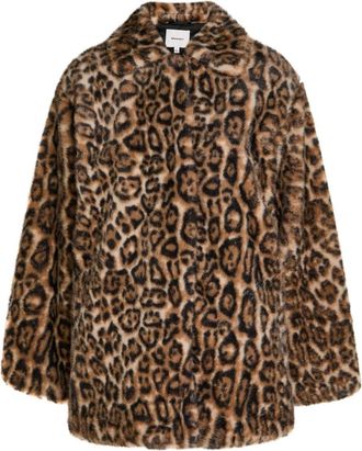 Reformation faux-fur leopard-print coat - Neutrals