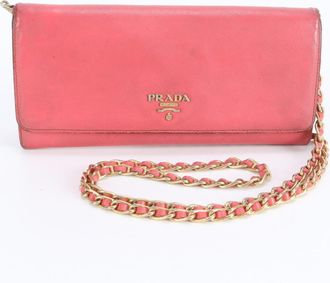 Prada Pink Leather Chain/Shoulder Wallet (Pre-Owned)