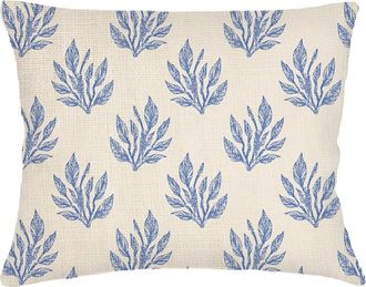 Anaya with Love Sea Floral Linen Dutch Euro Pillow 28x36 with Down Alternative Insert in Blue at Nordstrom