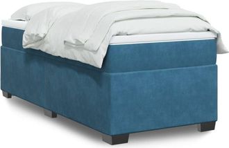 vidaXL Cama Box Spring Con Colch&oacute;n Terciopelo Azul Oscuro 100x200 Cm Vidaxl
