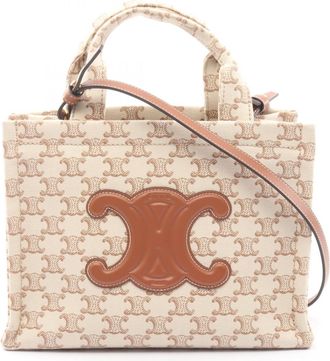 Celine Beige Brown Canvas Leather Tote Bag (Pre-Owned)