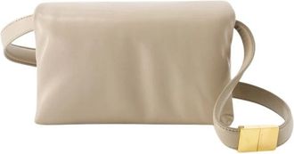Marni Leren Crossbody Tas Prisma - Dames - Schoudertassen - Beige - ONE Size - Katoen - Tassen