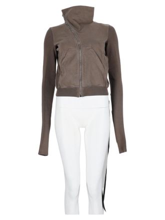 Rick Owens Charcoal High-Collar Zippered Cotton Sweatshirt