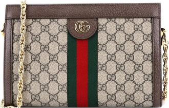 Gucci Ophidia Chain Shoulder Bag GG Coated Canvas Small crossbody bag - Marrone