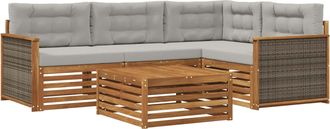 vidaXL Conjunto De Sof&aacute;s De Exterior 5 Uds. Natural Y Gris Claro Vidaxl