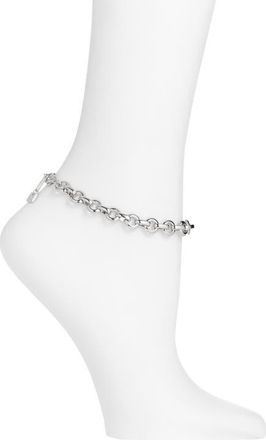 Open Edit Flat Cable Chain Anklet in Silver at Nordstrom