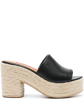Moschino 95mm leren espadrilles - Zwart