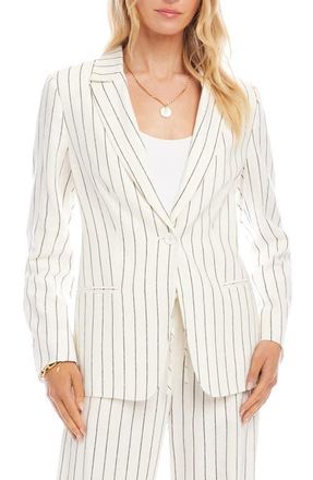 Karen Kane Stripe Linen Blend Blazer in Cream at Nordstrom, Size X-Large