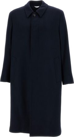 Boglioli Blue Loden Wool Shirt Collar Coat