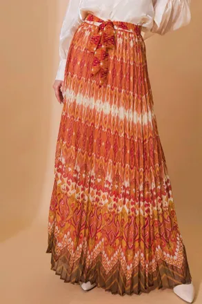 Flying Tomato Printed Woven Maxi Skirt In Brown Magenta