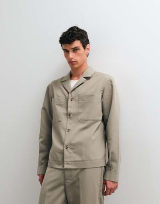 Asos Camicia giacca elegante verde salvia con rever in coordinato
