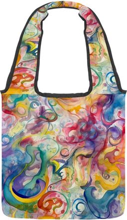 Generic Artistic Mysterious Colorful Swirl Texture Reversible Canvas Shoulder Tote - Double-Sided Print, 12oz Cotton, 27cm Drop, Fold-Flat Bag for Travel, Sho
