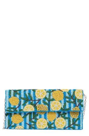 Collection XIIX Beaded Striped Lemon Clutch in Blue Multi at Nordstrom Rack