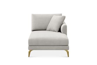 Castlery Lena Right Chaise Sofa Customized, (Performance Fleece) Medium Grey (Brass Legs), Spill Resistant, Removable Covers for Sofas by Castlery