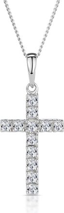 The Diamond Store Cross Pendant Necklace 0.22CT Diamond 9K White Gold
