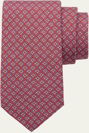 Ferragamo Mens Tetris-Print Silk Tie