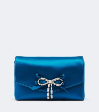 Jimmy Choo London Soft Bow Mini embellished satin clutch