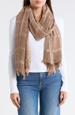 Nordstrom Rack Lightweight Windowpane Scarf in Brown at Nordstrom Rack