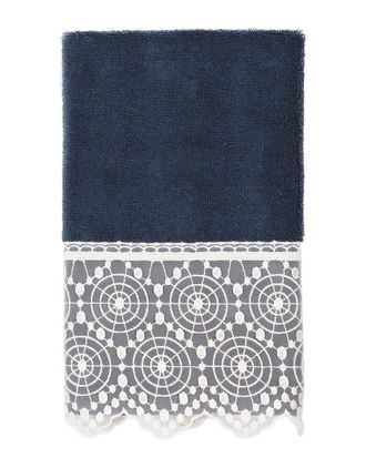 Linum Home Textiles 100% Turkish Cotton Arian Cream Lace Embellished Hand Towel