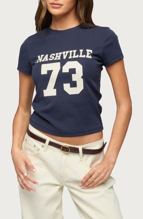 Edikted Nashville Cotton Graphic T-Shirt in Navy at Nordstrom, Size X-Small