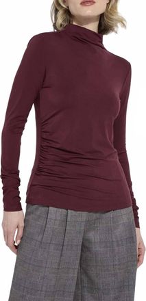 Lyss&eacute; Jovita Funnel Neck Blouse In Dark Plum