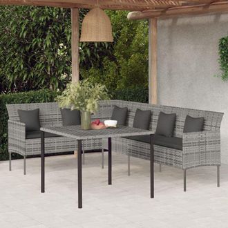vidaXL Set da Pranzo da Giardino 2 pz con Cuscini in Polyrattan Grigio - Vidaxl