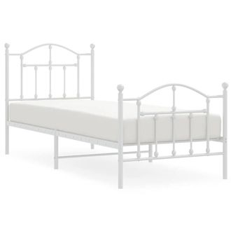 Berkfield Home Metal Bed Frame with Headboard & Footboard White 90x190 cm Single