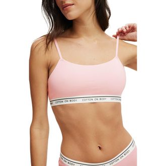 Cotton On Womens Branded Cotton Scoop Bralette in Blushing Bride at Nordstrom, Size Medium