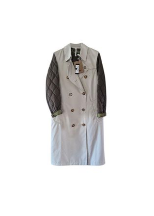 Burberry stone gabardine quilted sleeve trench coat Size M