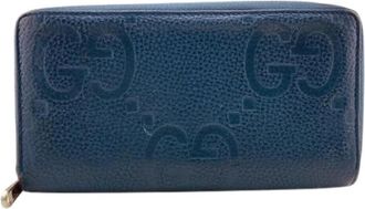 Gucci Pre-owned Leather Wallet - unisex - Vintage Accessoires - Blauw - ONE Size - Leer - Vintage
