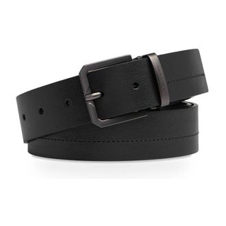 Piquadro Accessoires, Heren, Zwart, ONE Size, Katoen, Russel Leren Riem met Stiftgesp