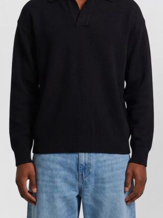 Roberto Collina merino wool v-neck long-sleeve polo shirt