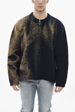 Maison Margiela MM0 Zip-Up Wool Pullover With Coated Details size L