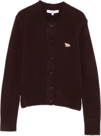 Maison Kitsun&eacute; Truien & Vesten, Dames, Paars, S, Wol, Baby Fox Gebreide Vest